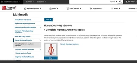 Human Anatomy Modules 人体解剖学模块数据库永久会员订阅
